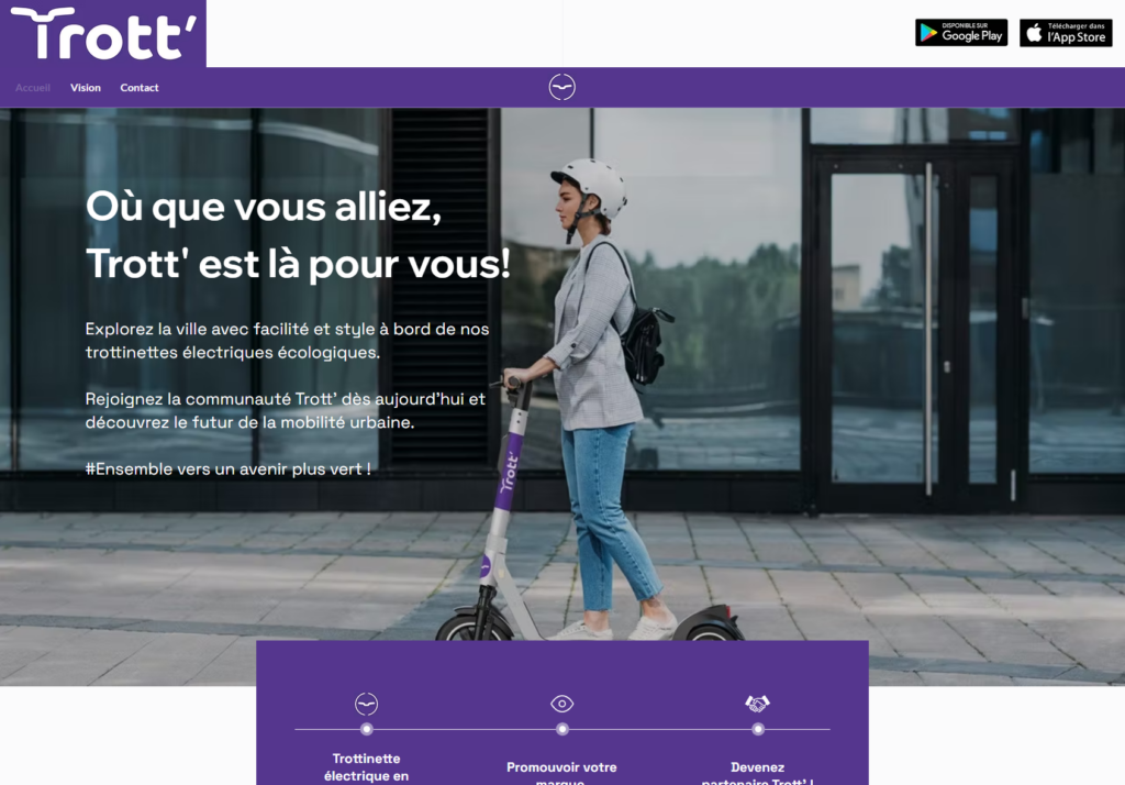 Site internet Trott' Mobility réalisé par Digidely